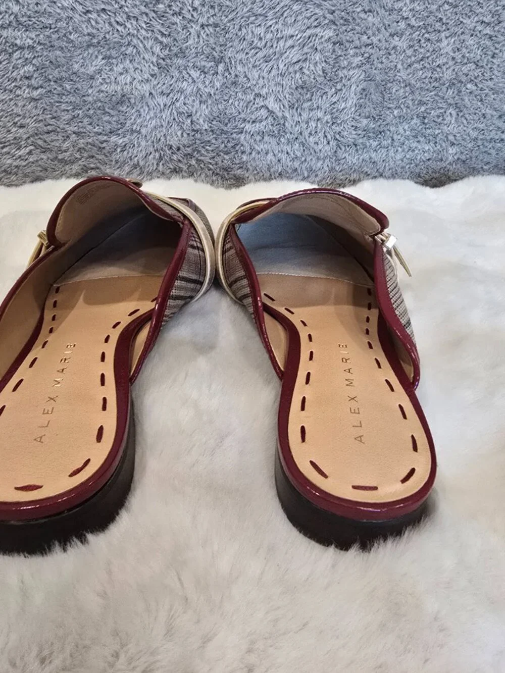 Alex Marie Karen Plaid Print Buckle Hardware Strap Mules Preppy Office Size 10 - Picture 7 of 13